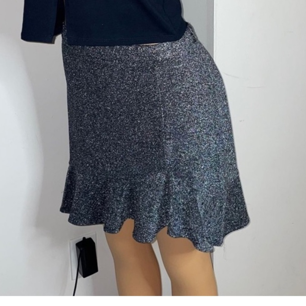 CHEERS! MICHAEL KORS SHINING SILVER BLACK SKIRT SIZE L